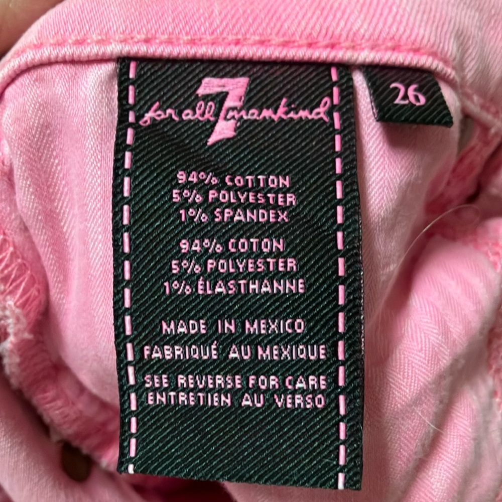7 For All Mankind Barbie Pink
High Waist Slim Kick Cropped
Flare Jeans Sz 26/25 - Picture 8 of 8